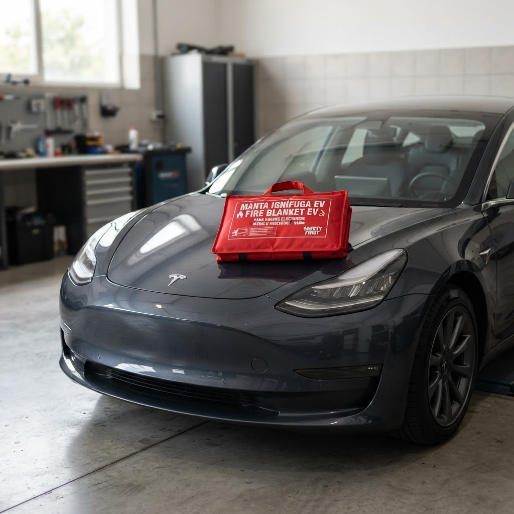 Vehículo eléctrico, de gasolina o diésel con manta ignífuga INCOINSER