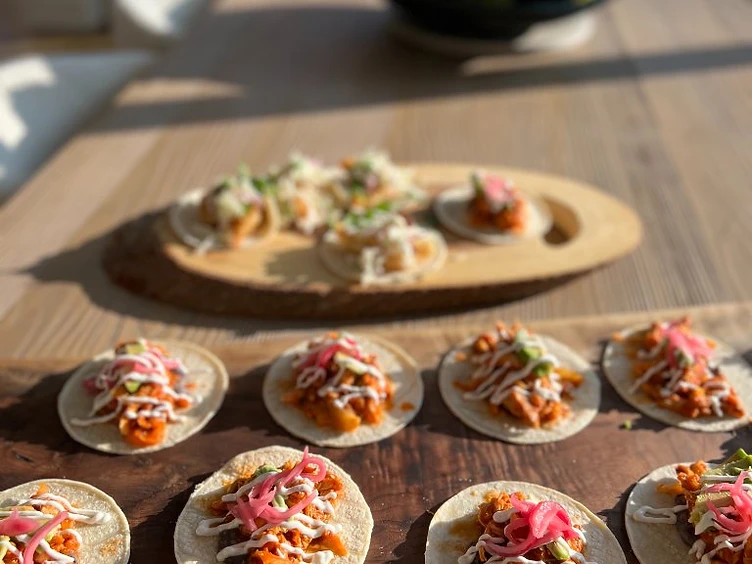 Fresh taco varieties ready for delivery catering service