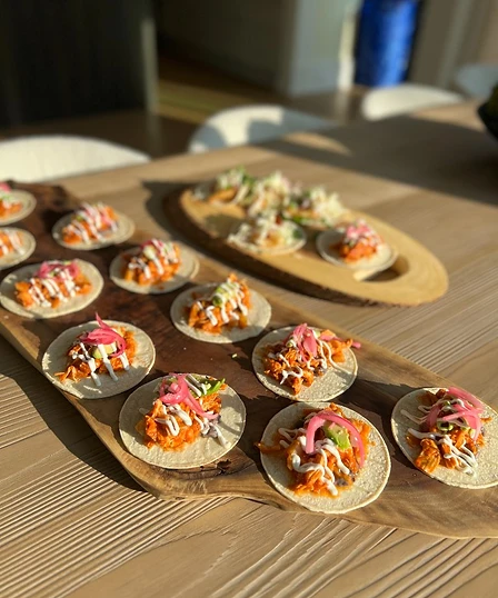 Taco catering setup prepared for a corporate event