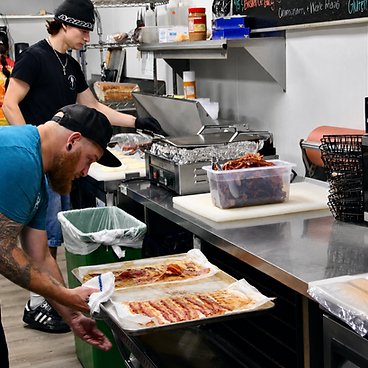 Sliding bacon into the oven