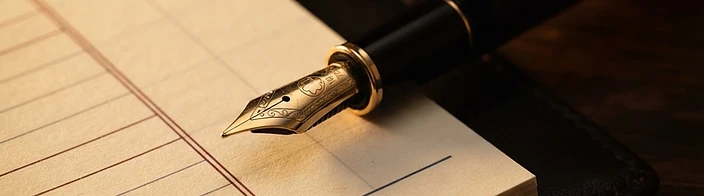 Fountain pen on ledger