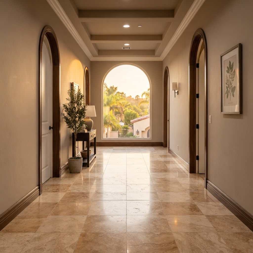 Travertine Hallway · Restored