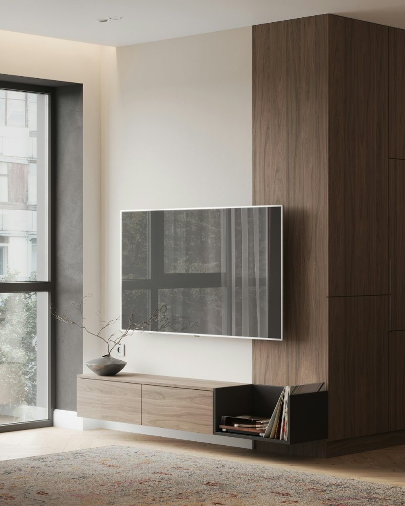 Elegant contemporary sideboard and storage composition