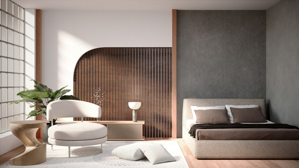 Beautiful contemporary living environment with refined architectural details