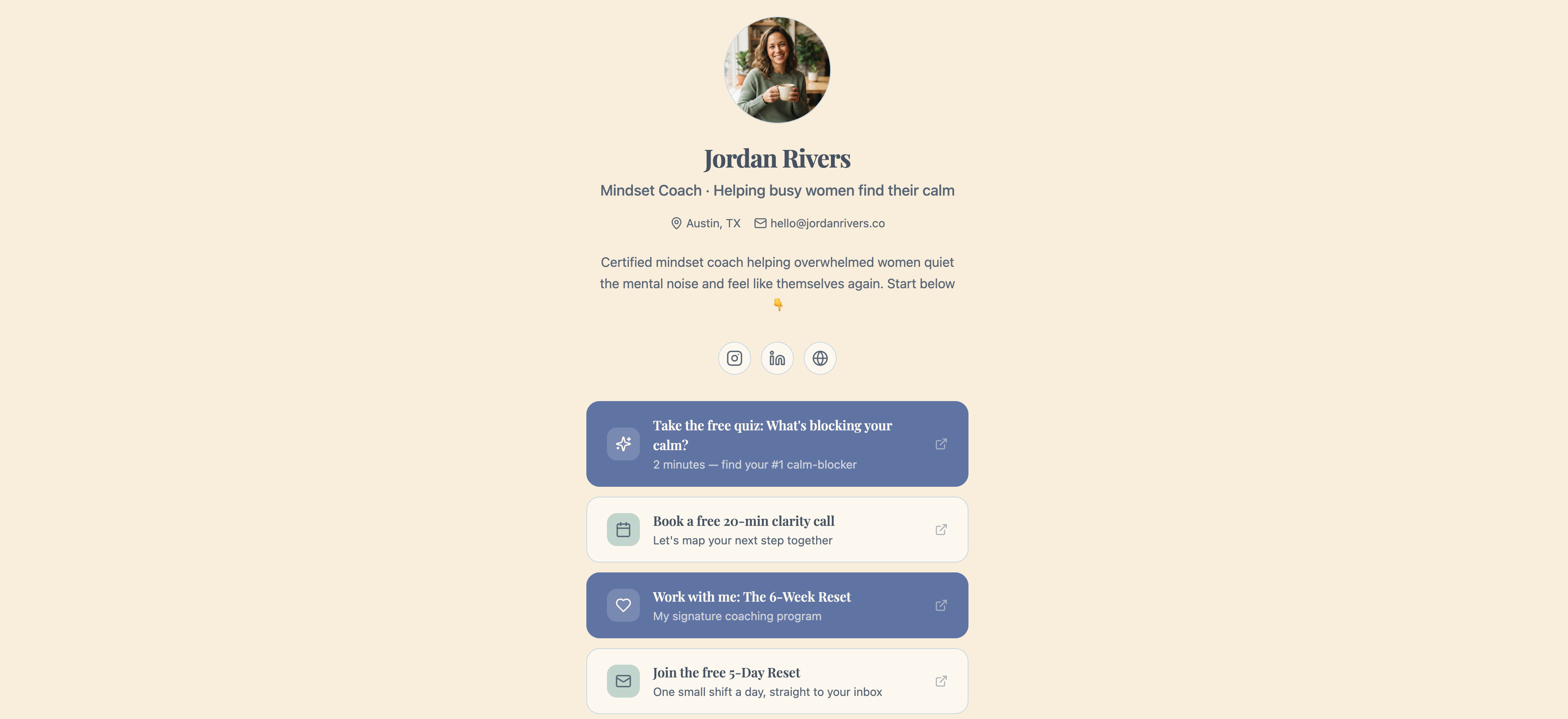 LinkInBio: 3 Pages Linked together template preview