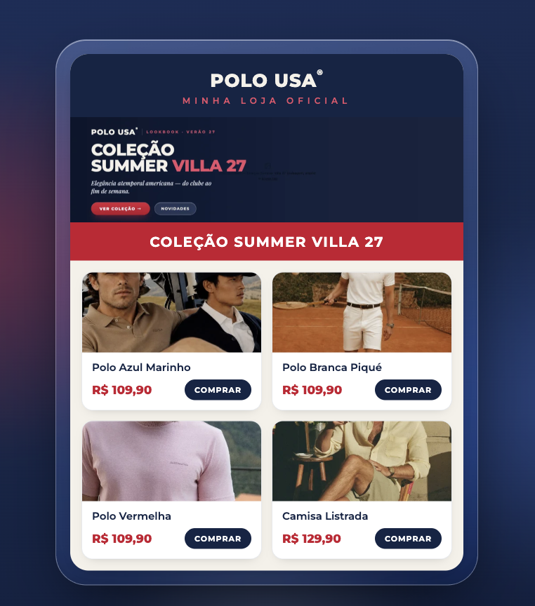 Loja oficial POLO USA no celular