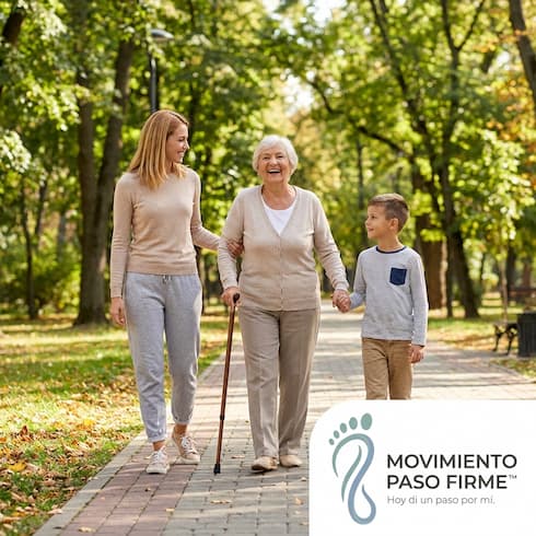 Familia caminando en el parque