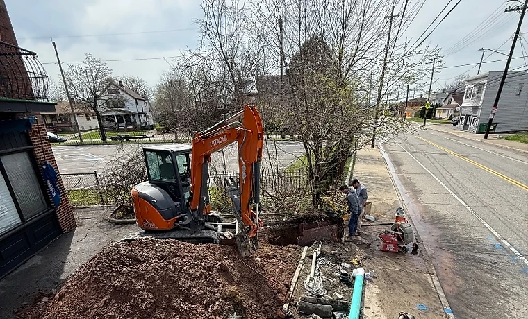 Alfieri Brothers crew working on a sewer line excavation
