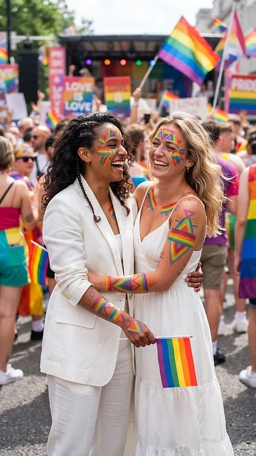 Rainbow Body Paint with White Ensemble