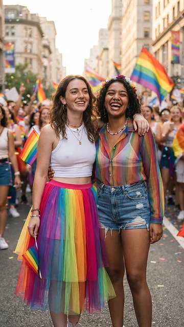 Rainbow Tulle Skirt with Crop Top