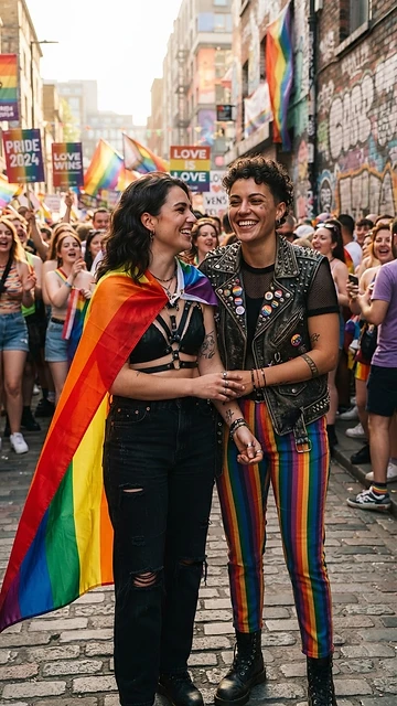 Pride Flag Cape with Leather Harness