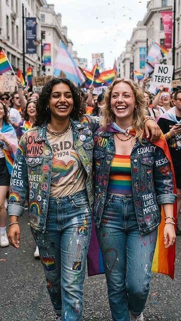 Hand-Painted Denim with Pride Tee