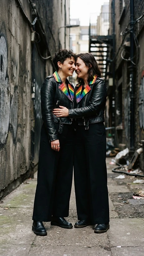 The Monochrome Leather Statement — pride outfit editorial photo