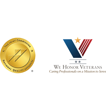 The Joint Commission seal and the We Honor Veterans logo