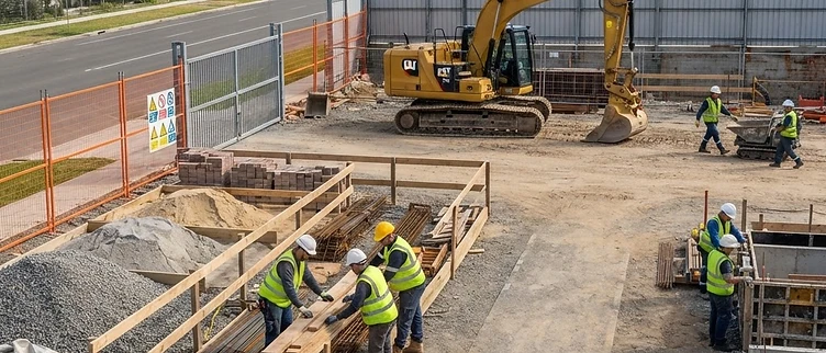 Organised demolition and excavation site