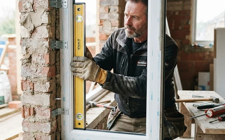 Professional installation of a PVC window in a prepared opening