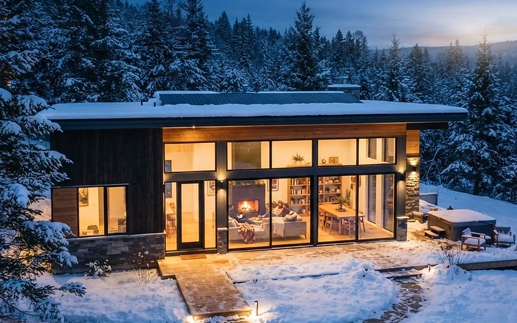 Ventanas modernas eficientes en un interior renovado