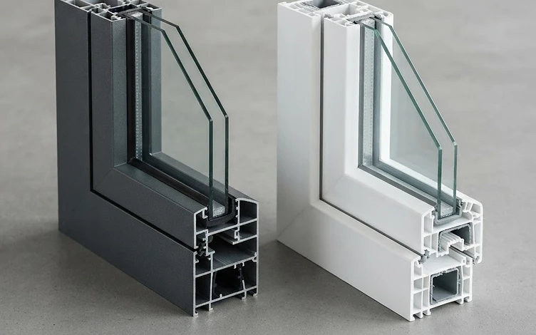 Profil colț aluminiu și profil colț PVC alăturate