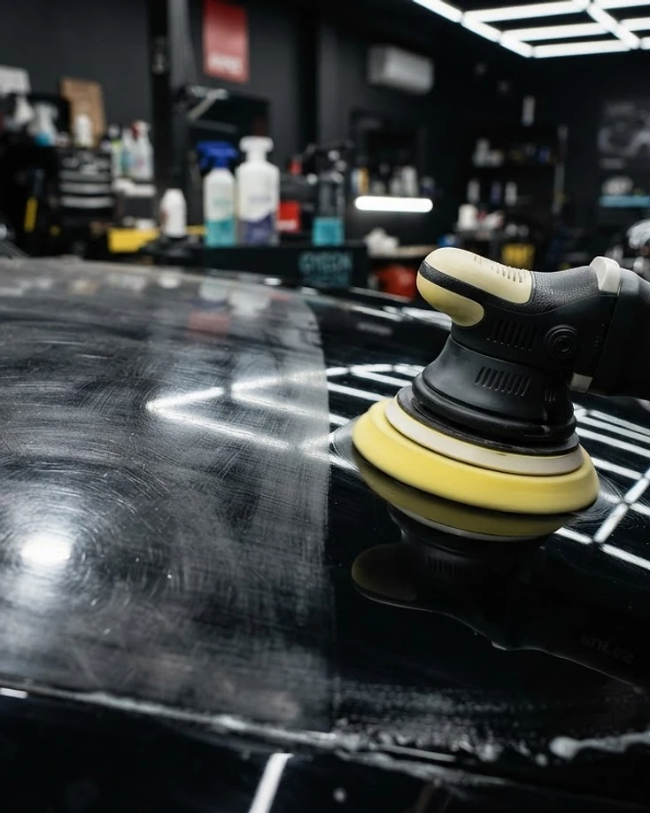 Detailer performing paint correction