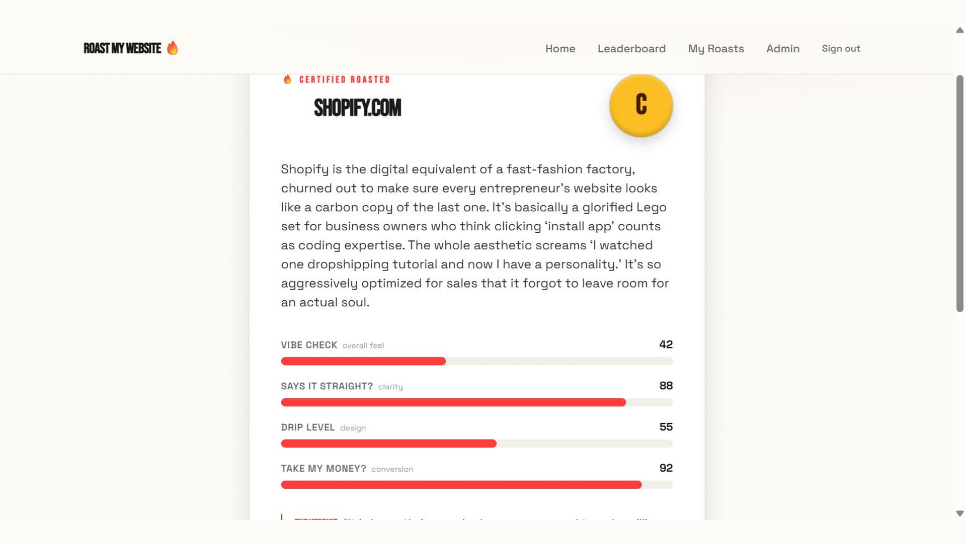 Roast My Website template preview