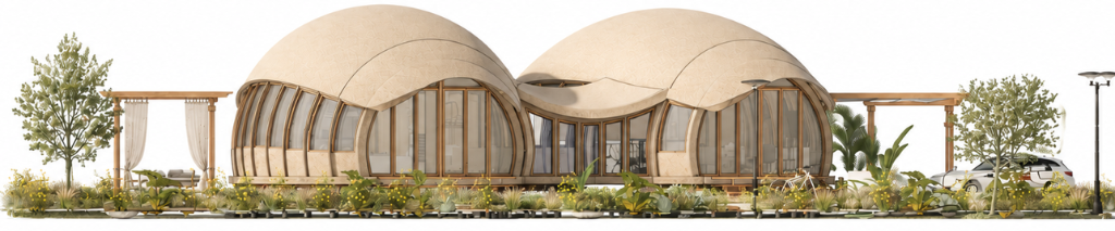 Ecconiq modular wellness home — front elevation render