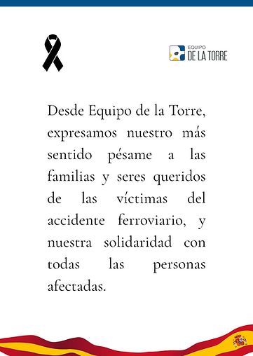 Desde Equipo de la Torre, expresamos nuestro más sentido pésame a las familias y seres queridos de las víctimas del accidente ferroviario, y nuestra solidaridad con todas las personas afectadas.