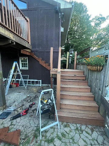 Stair demolition site before cleanup in Mount Greenwood