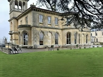 Restored ornate plaster cornice within a Cotswold stone country house