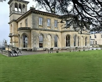 Restored ornate plaster cornice within a Cotswold stone country house