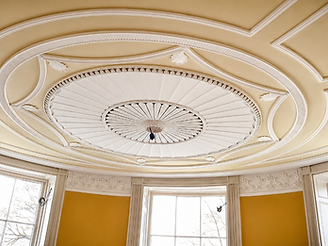 Completed circular ceiling dome and surrounding decorative plaster work in a Cheltenham Regency residence