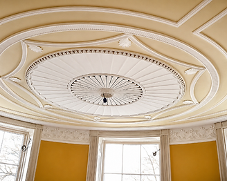Completed circular ceiling dome and surrounding decorative plaster work in a Cheltenham Regency residence