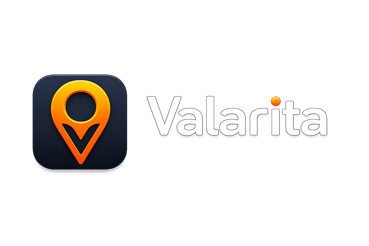 Valarita logo — location pin with tagline