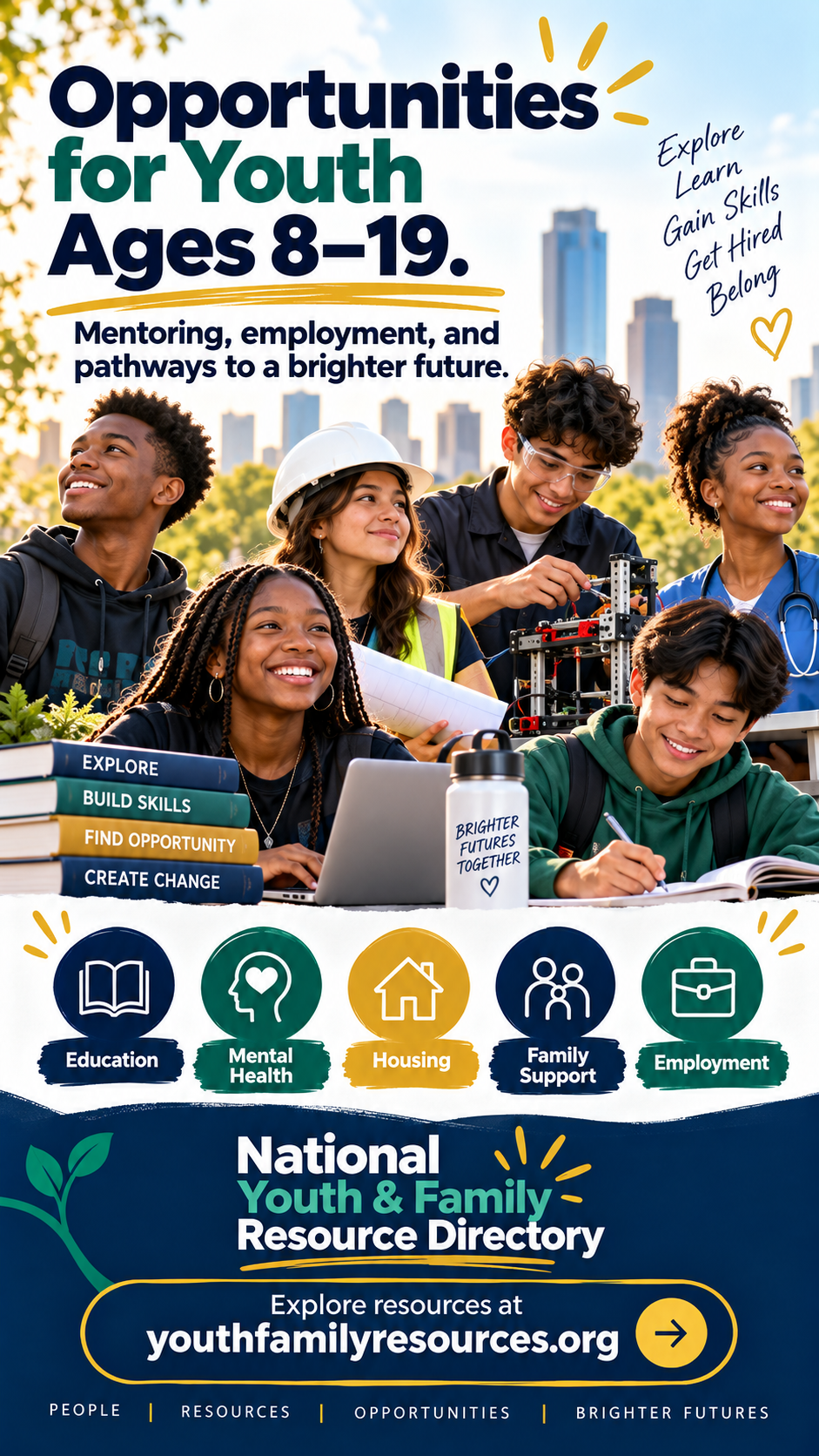 Opportunities for Youth Ages 8–19 — mentoring, employment, and pathways to a brighter future