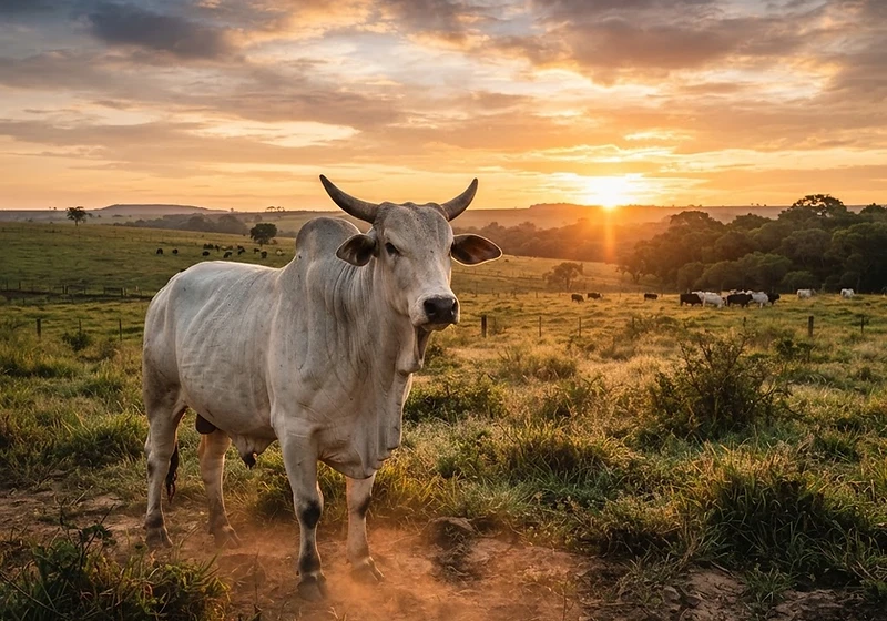 Pecuária brasileira ao amanhecer