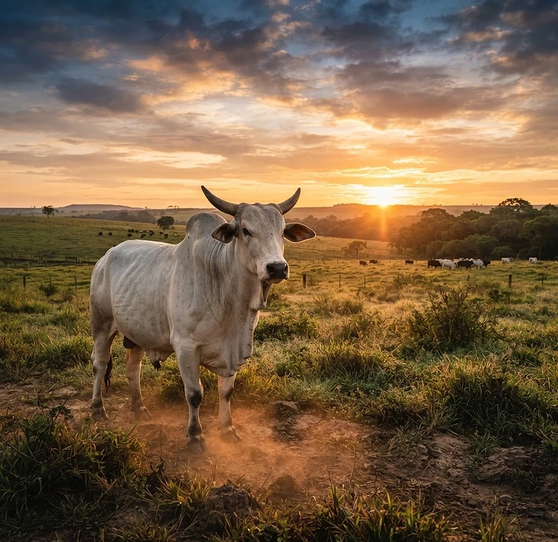 Pecuária brasileira ao amanhecer