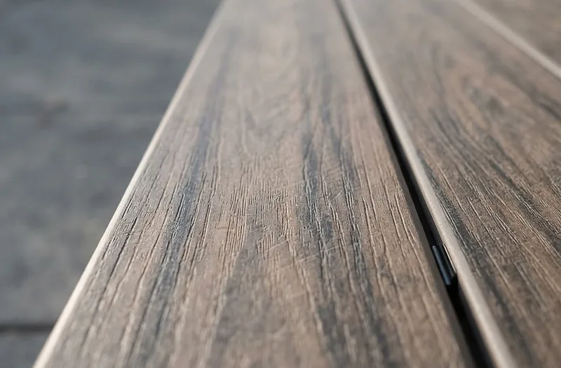 Finished composite decking surface with consistent board layout and clean perimeter detail