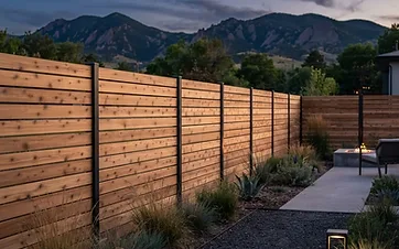 Privacy screening and fence design for an outdoor living space