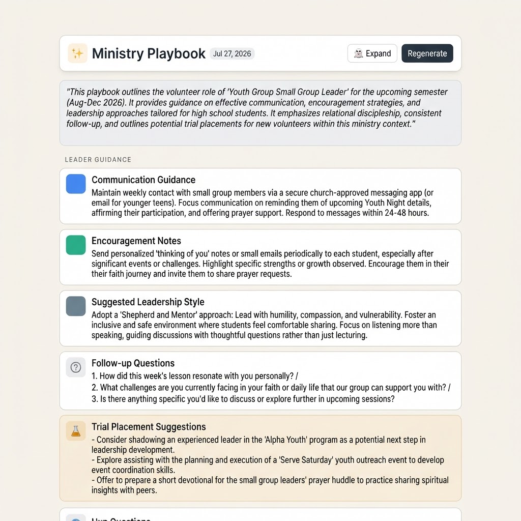 Ministry Playbook sample