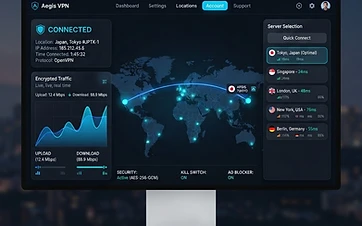 Global server network & connection status