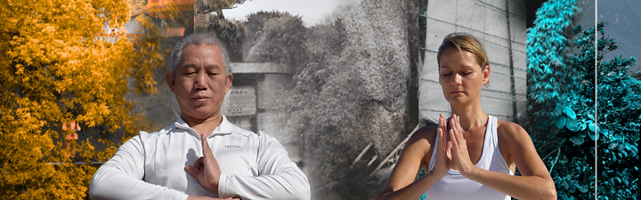 Master Yuantong Liu and Britta Stalling in meditation — meet the founders