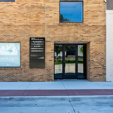 Tenant directory sign and glass entrance door
