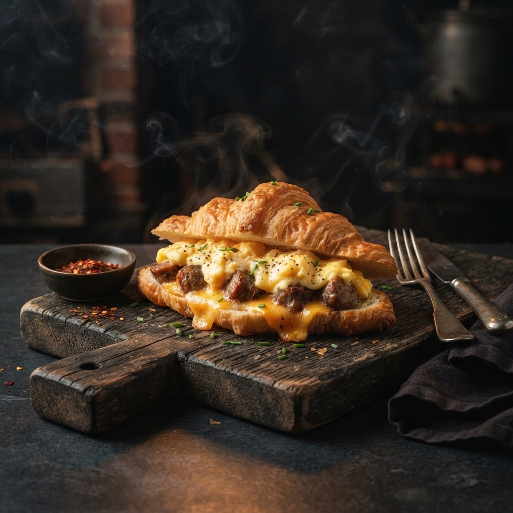 The Stuffed Beef Sausage, Egg & Cheese Croissant