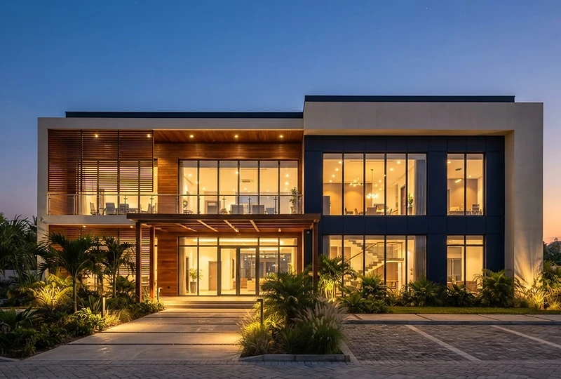 Eleven03 exterior at dusk in Kasoa, Ghana