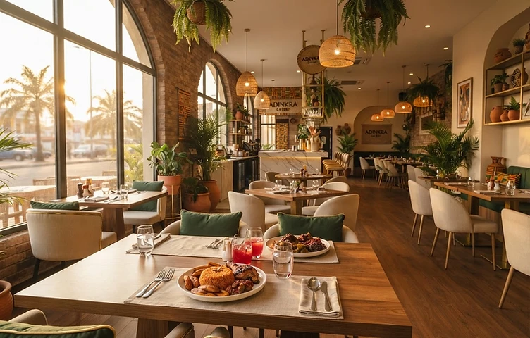 Warm interior of Millennium Corner restaurant