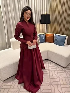 Midnight Crimson Tailored Two-Piece Gown — Two-Piece Sets