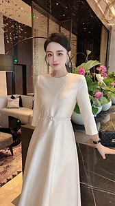 Serene Asymmetric Belted Midi Dress — Elegant Workwear