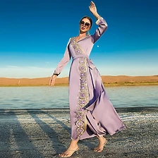 Lavender Bloom Embroidered Evening Abaya — Abayas
