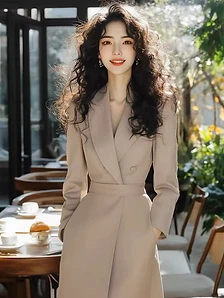 Taupe Tailored Blazer Midi Dress — Elegant Workwear