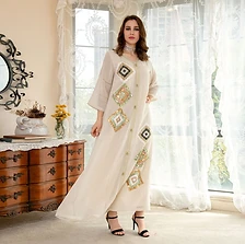 Diamond Sequin Embellished Kaftan — Kaftans & Jalabiyas