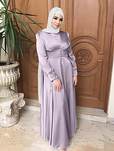 Satin Button-Front Gown — Evening Gowns